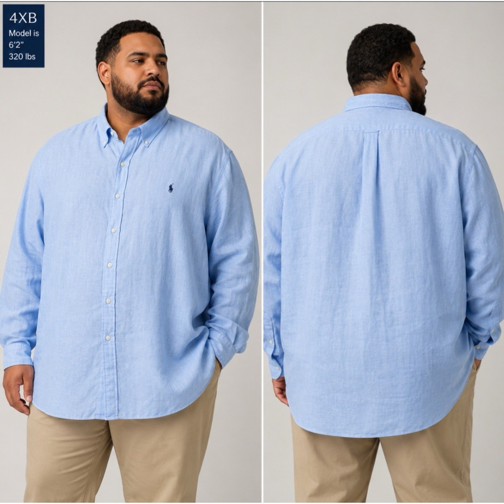 Polo Ralph Lauren Pony Button Down Short Sleeve Classic Linen Shirt 4XB Big Tall